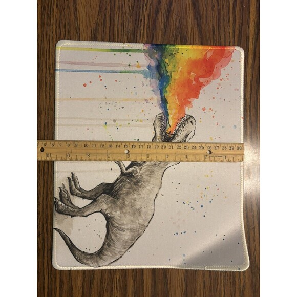 Tyrannosaurus Rex Dinosaur Rainbow Mousepad Non-Slip Rubber - Picture 4 of 7